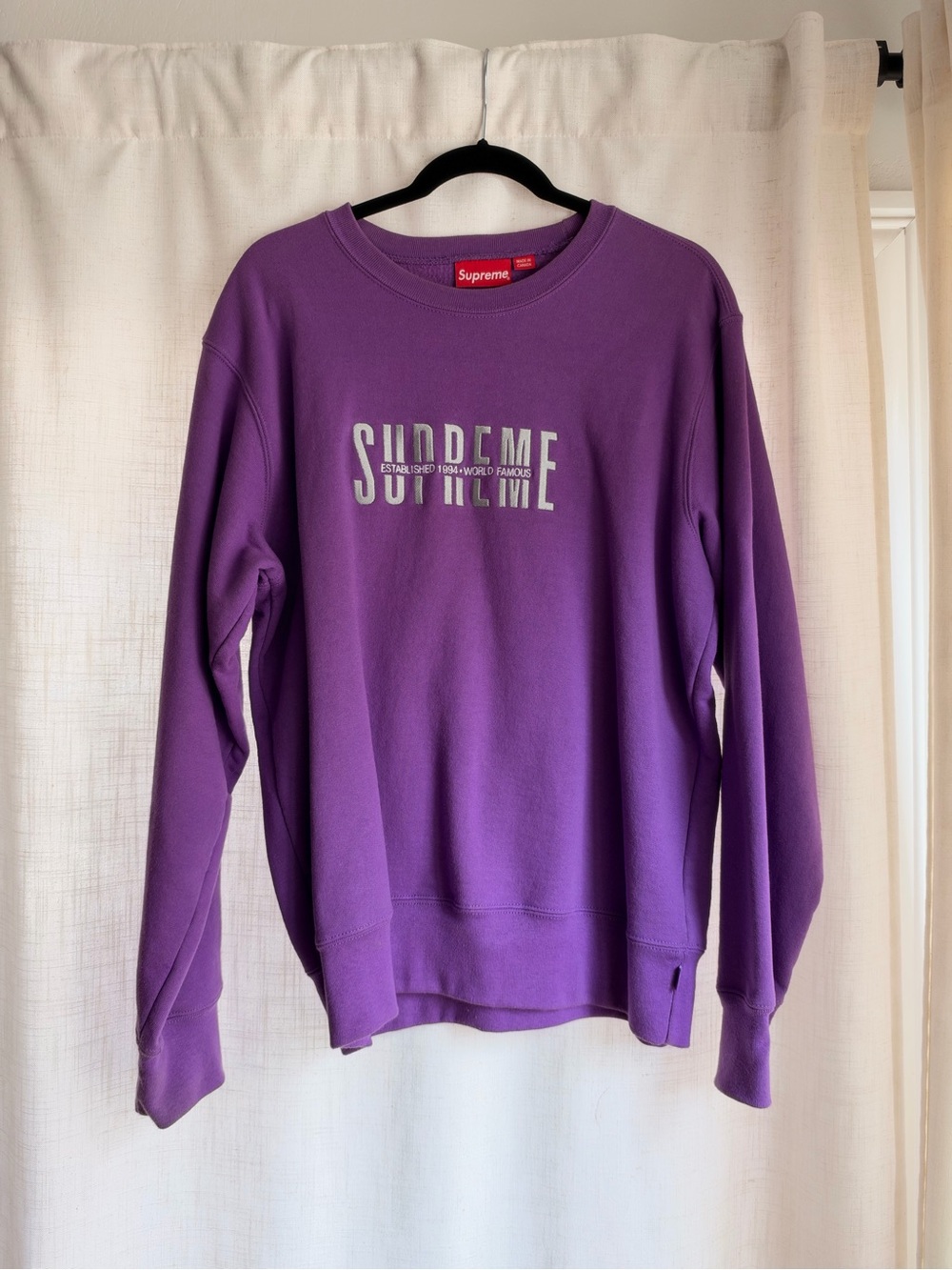 Supreme Purple Crewneck Sweater with Front Logo